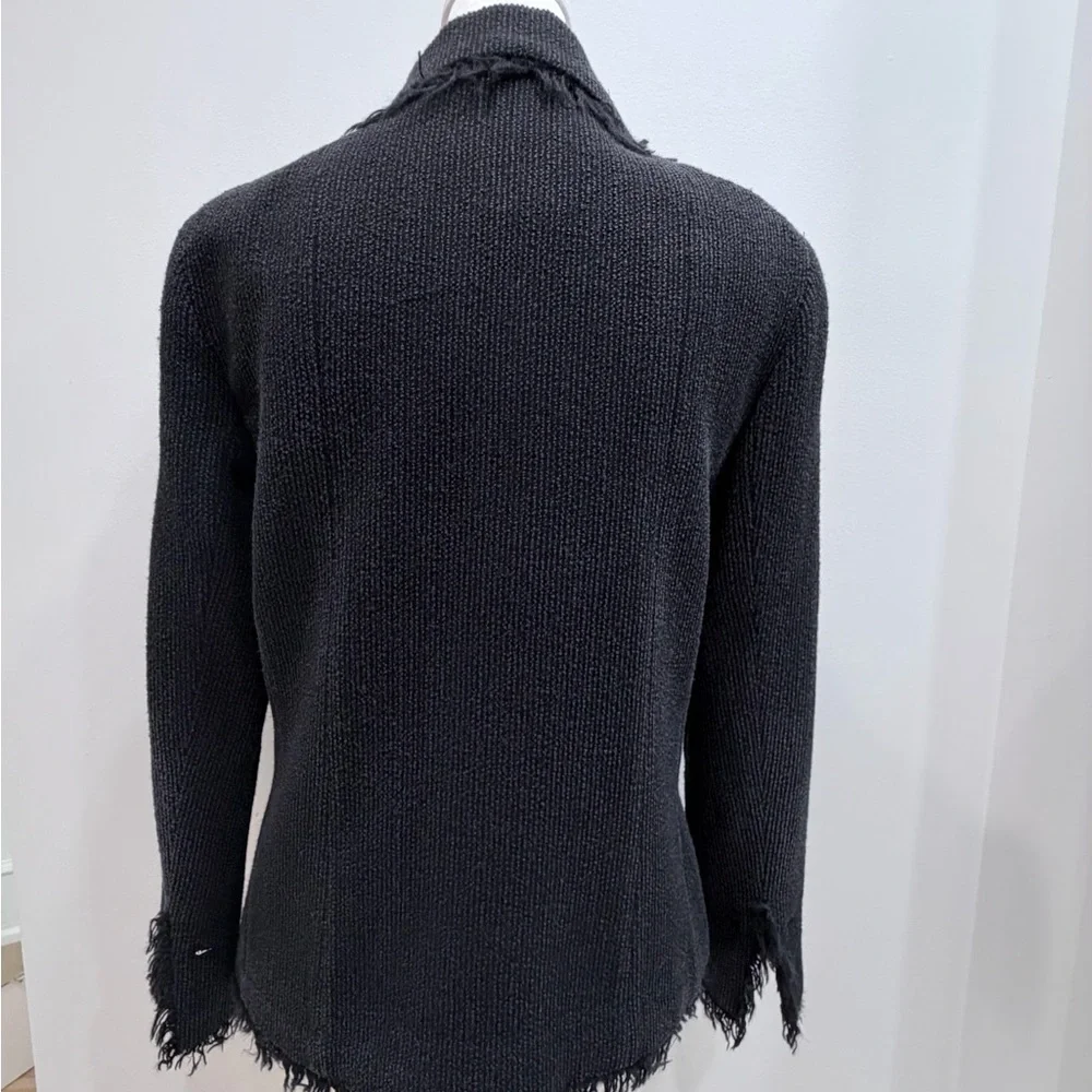 Rare Vintage CHANEL Fringe Trim Knit Jacket Karl Lagerfeld Era - Sz FR 38 -